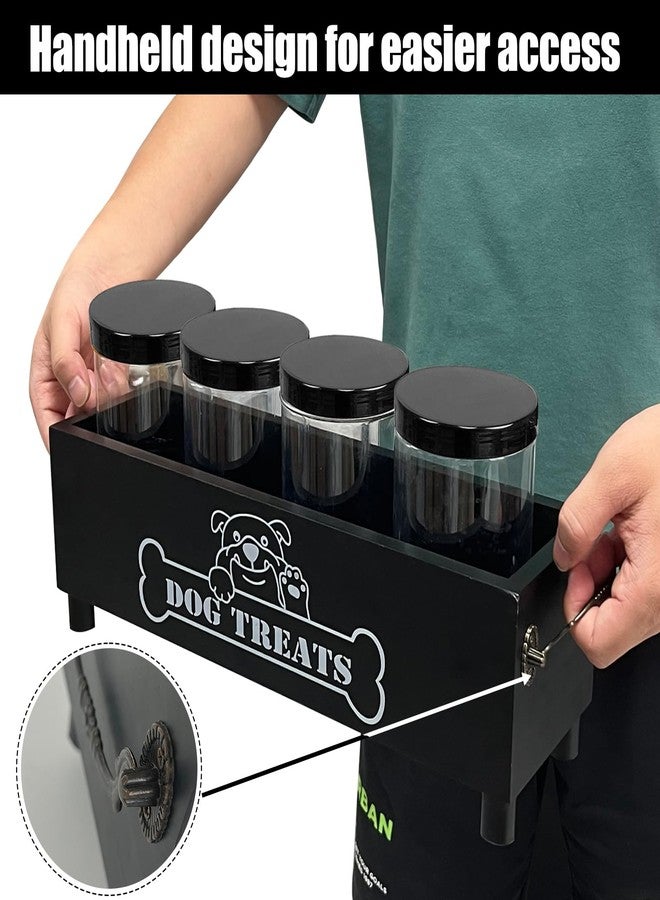 Hlimior Large Dog Treats Container, Dog Cookie Jar for Dogs Cat Treats Container, Farmhouse Wood Pet Treats Storage Organizer for Dog Food Storage Container with 4 Jars, Cat Dog Treat Organizer - Image 4